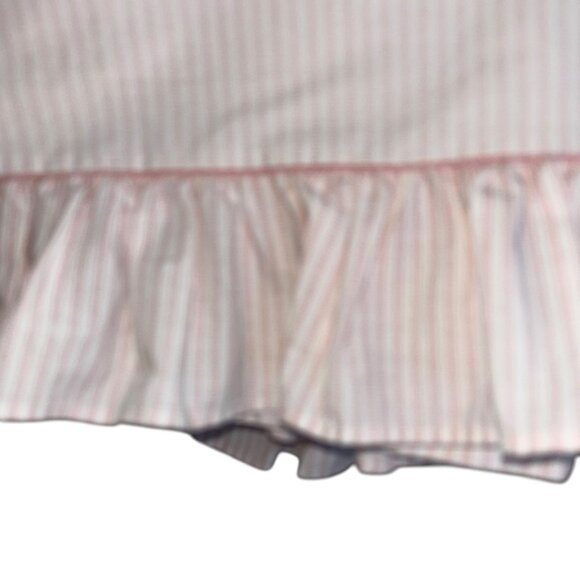 laura ashley pink white ticking stripe vintage cotton ruffle TWIN flat sheet - Picture 4 of 4